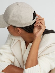 Reiss Neutral Helena Wool-Blend Herringbone Baseball Cap - Image 1 of 6