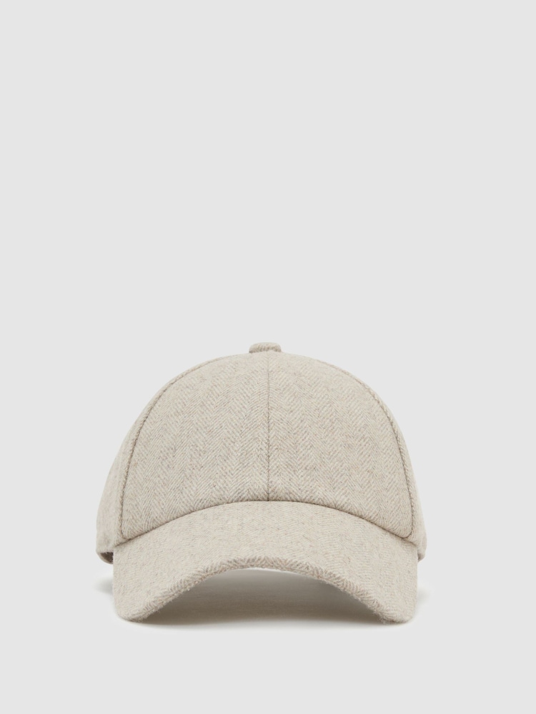 Reiss Neutral Helena Wool-Blend Herringbone Baseball Cap - Image 2 of 6 Reiss Neutral Helena Wool-Blend Herringbone Baseball Cap - Image 2 of 6