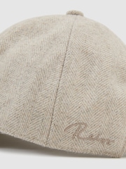 Reiss Neutral Helena Wool-Blend Herringbone Baseball Cap - Image 5 of 6