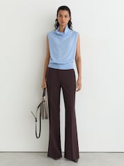 Reiss Light Blue Honey Wool Funnel-Neck Sleeveless Knit Top - Image 1 of 6