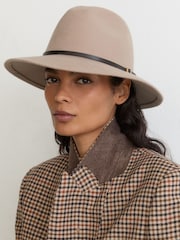 Filcowy kapelusz fedora Reiss Frances z wełny ze skórzanym paskiem - Obraz 1 z 5