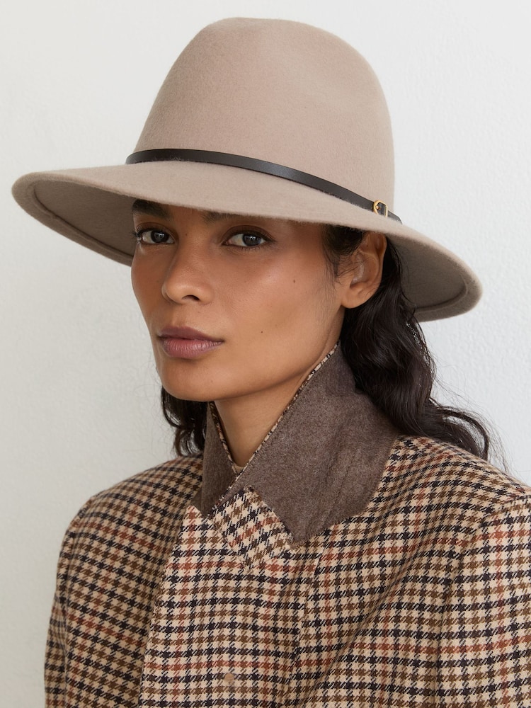 Filcowy kapelusz fedora Reiss Frances z wełny ze skórzanym paskiem - Obraz 1 z 5 Filcowy kapelusz fedora Reiss Frances z wełny ze skórzanym paskiem - Obraz 1 z 5