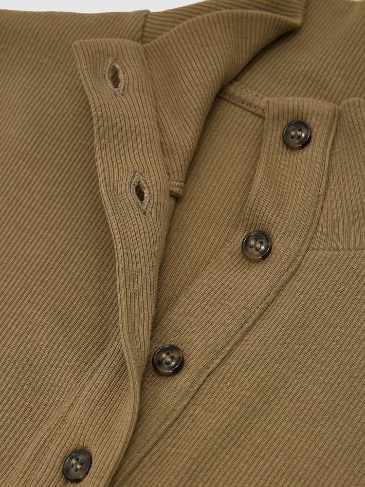 Reiss Khaki Green Ida Cotton-Stretch Funnel-Neck Top - Image 6 of 6