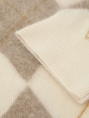 Reiss Ivory/Taupe Aimee Brushed-Cashmere Argyle Knit Top - Image 6 of 6