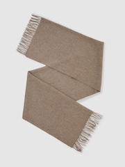 Reiss Neutral Melange Picton Wool and Cashmere Scarf - Image 2 of 5