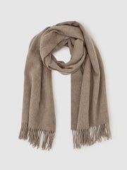 Reiss Neutral Melange Picton Wool and Cashmere Scarf - Image 3 of 5
