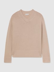 Reiss Blush Pink Mari Wool-Cashmere V-Neck Jumper - Image 2 of 7
