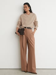 Reiss Blush Pink Mari Wool-Cashmere V-Neck Jumper - Image 3 of 7