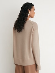 Reiss Blush Pink Mari Wool-Cashmere V-Neck Jumper - Image 5 of 7
