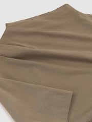 Reiss Taupe Neutral Tulia Cotton-Blend High-Neck Draped Top - Image 5 of 5