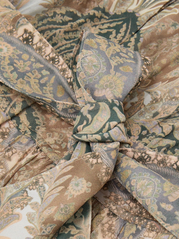 Reiss Grey/Neutral Finnola Paisley-Print Tie-Waist Playsuit - Image 7 of 7 Reiss Grey/Neutral Finnola Paisley-Print Tie-Waist Playsuit - Image 7 of 7