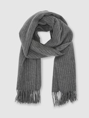 Reiss Charcoal Picton Wool and Cashmere Scarf - Image 3 of 5