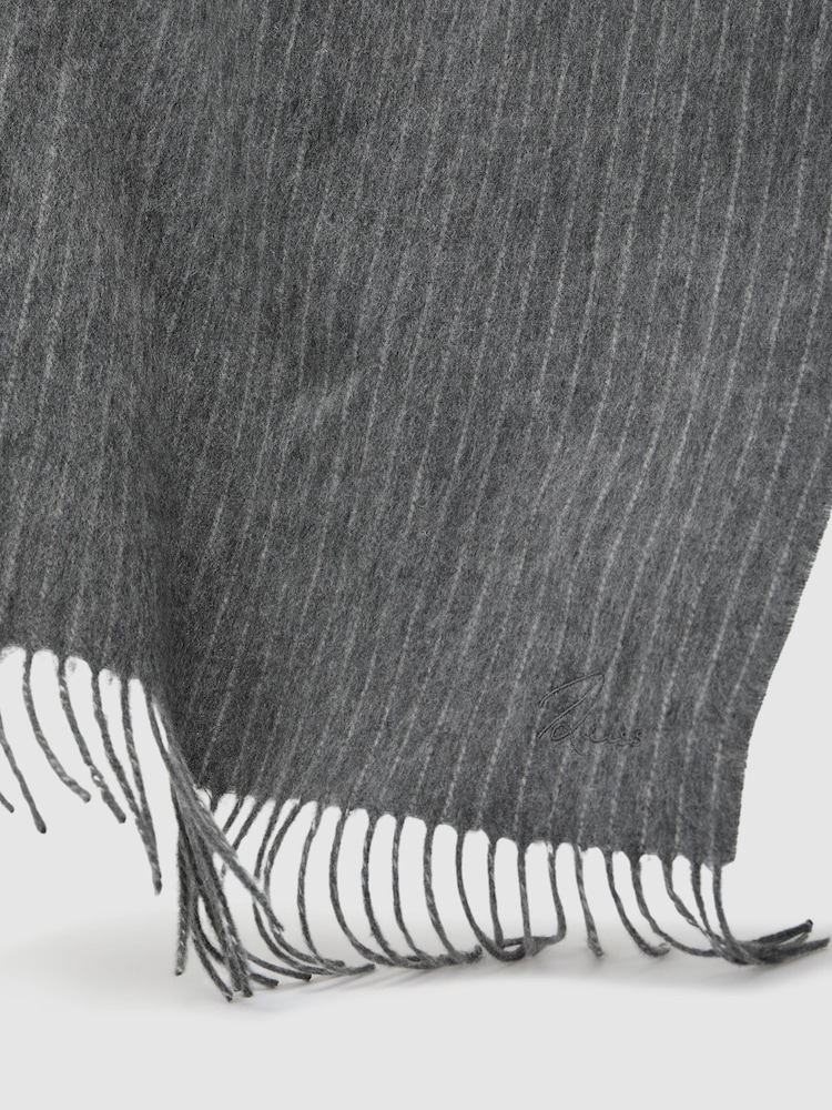 Reiss Charcoal Picton Wool and Cashmere Scarf - Image 5 of 5 Reiss Charcoal Picton Wool and Cashmere Scarf - Image 5 of 5