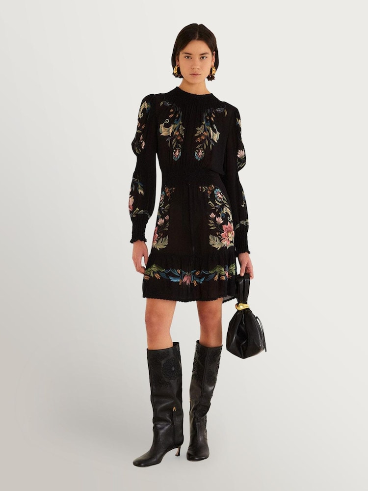 Farm Rio Black Natalia Mini Dress - Image 1 of 4 Farm Rio Black Natalia Mini Dress - Image 1 of 4