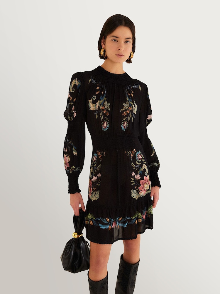 Farm Rio Black Natalia Mini Dress - Image 2 of 4 Farm Rio Black Natalia Mini Dress - Image 2 of 4