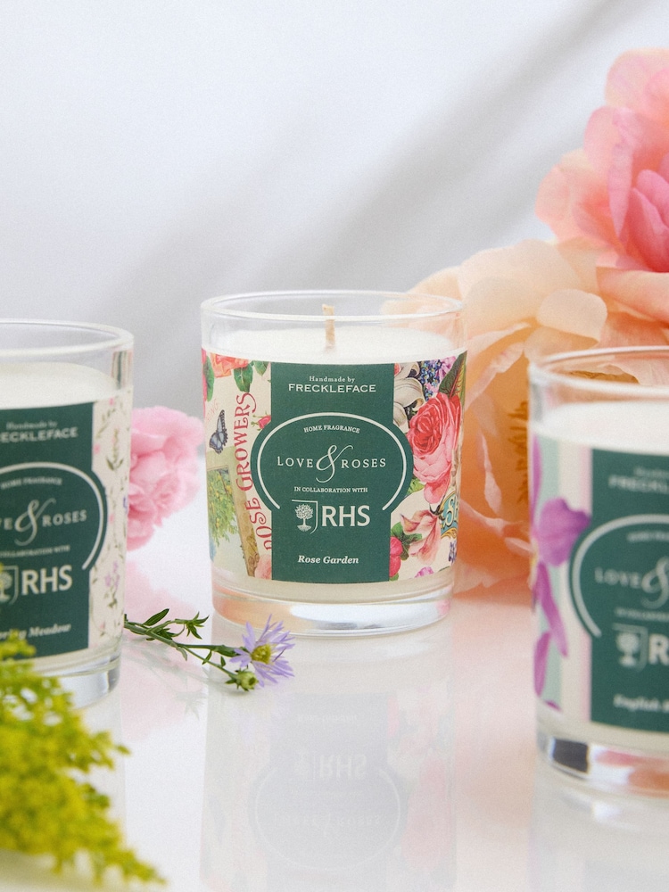 Love & Roses x RHS Rose Garden Freckleface 1 Wick Candle - Image 2 of 3