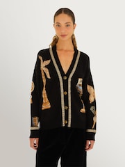 Farm Rio Black Vintage Souvenirs Knit Cardigan - Image 1 of 4