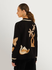 Farm Rio Black Vintage Souvenirs Knit Cardigan - Image 2 of 4