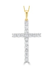 The Diamond Store White 1ct Lab Diamond Cross Claw Set Necklace Pendant - Image 1 of 1