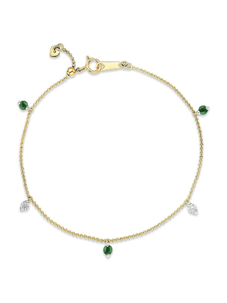 The Diamond Store Green 9K Yellow Gold Vivara Lab Emerald Diamond Necklace Set - Image 1 of 6