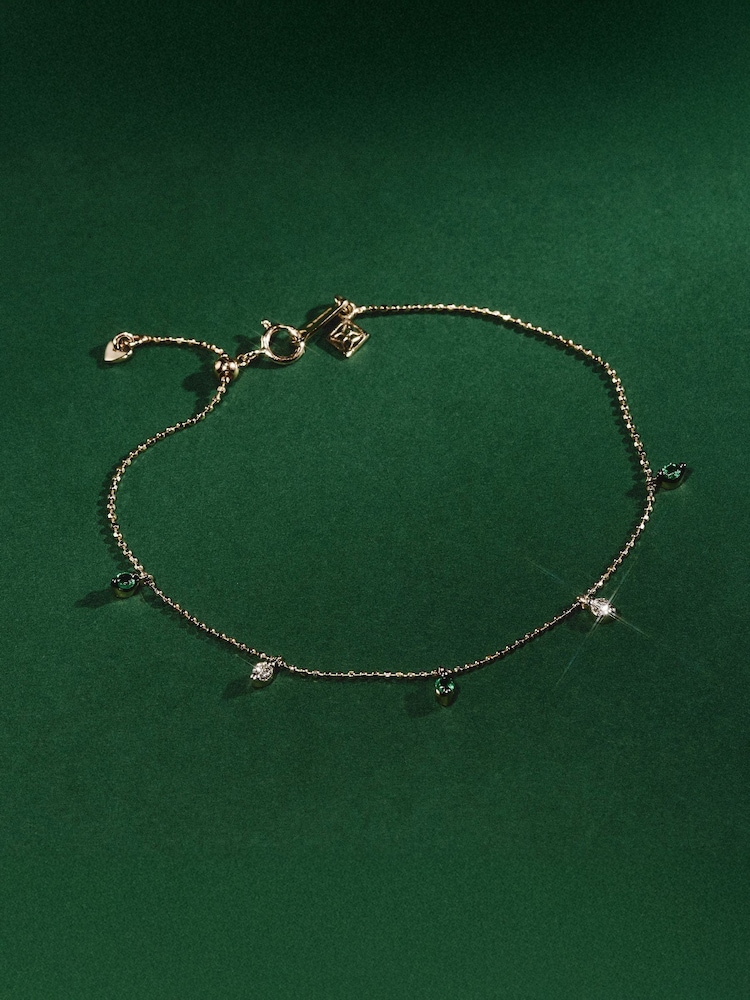 The Diamond Store Green 9K Yellow Gold Vivara Lab Emerald Diamond Necklace Set - Image 2 of 6