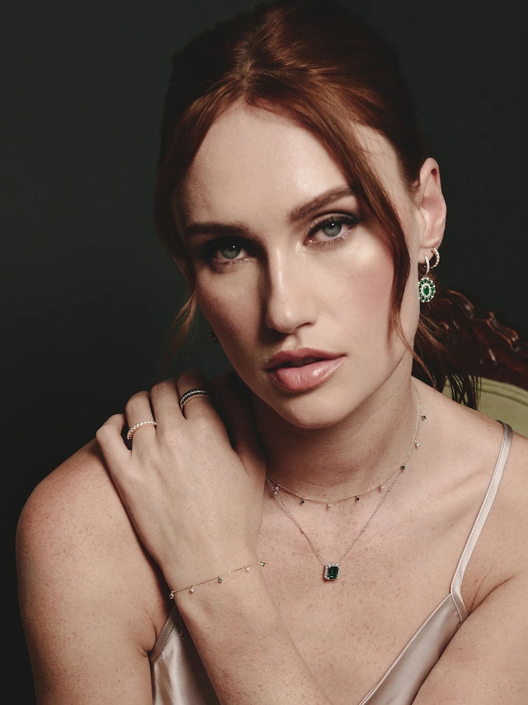 The Diamond Store Green 9K Yellow Gold Vivara Lab Emerald Diamond Necklace Set - Image 6 of 6