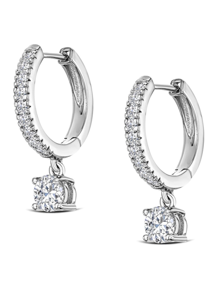 The Diamond Store White Stellato Huggie Drop Lab Diamond Earrings 1.00ct in 9K Gold - Image 1 of 7