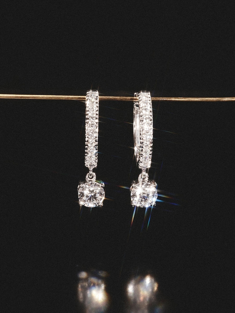The Diamond Store White Stellato Huggie Drop Lab Diamond Earrings 1.00ct in 9K Gold - Image 2 of 7