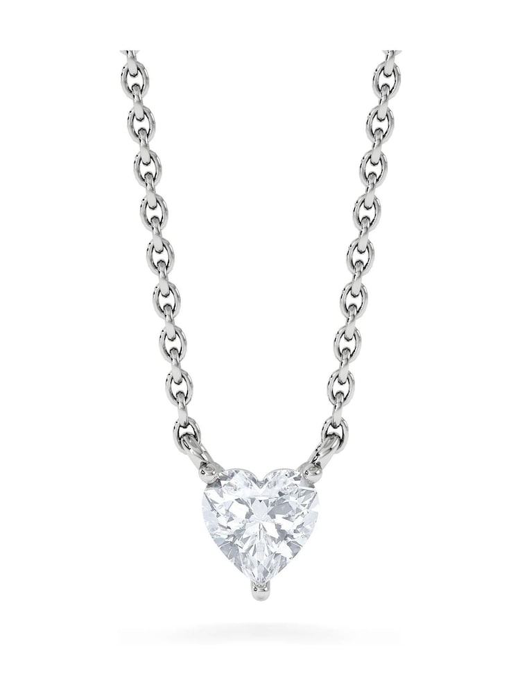 The Diamond Store Silver Wanderlust Floating Heart Cut Lab Diamond Solitaire Necklace 0.25ct H/SI in 925 Silver - Image 1 of 5