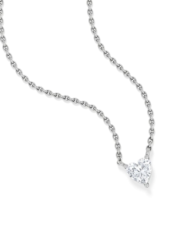 The Diamond Store Silver Wanderlust Floating Heart Cut Lab Diamond Solitaire Necklace 0.25ct H/SI in 925 Silver - Image 2 of 5
