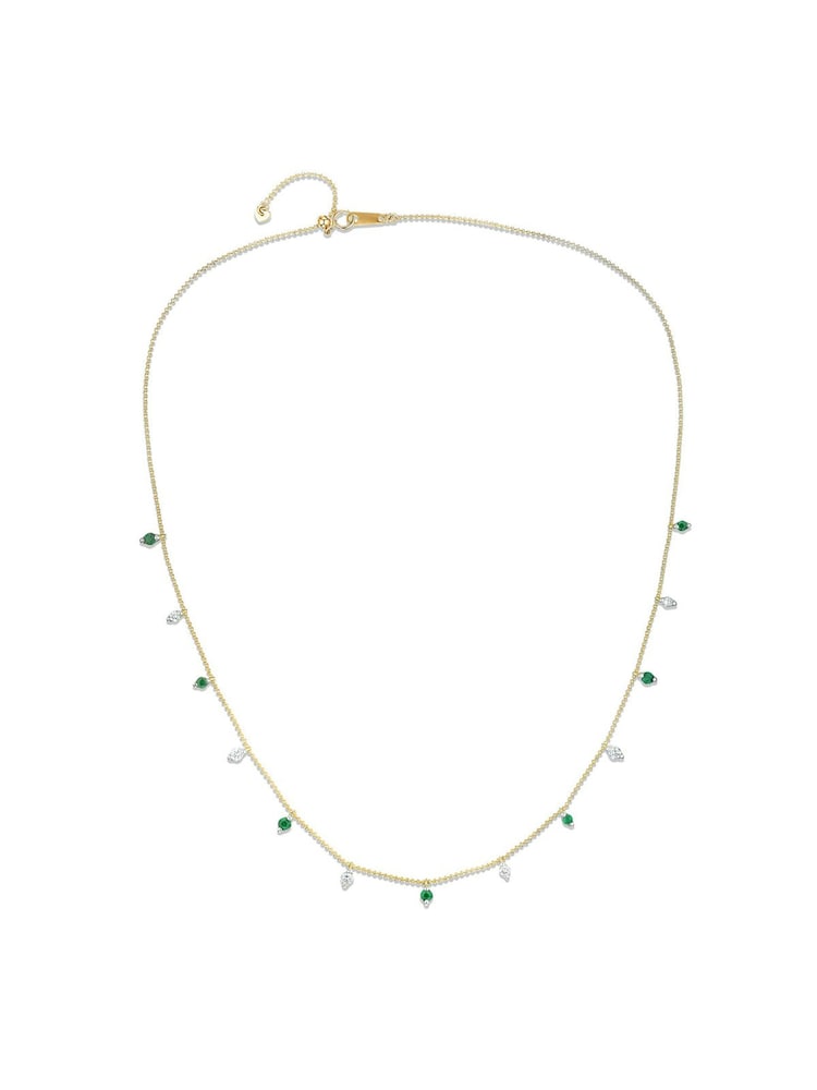 The Diamond Store Green 9K Gold Vivara Lab Emerald Diamond Necklace Set - Image 1 of 7