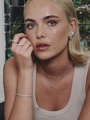 The Diamond Store Blue 9K White  Gold Vivara Lab Emerald Diamond Necklace Set - Image 5 of 8