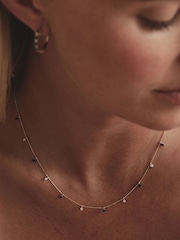 The Diamond Store Blue 9K White  Gold Vivara Lab Emerald Diamond Necklace Set - Image 8 of 8