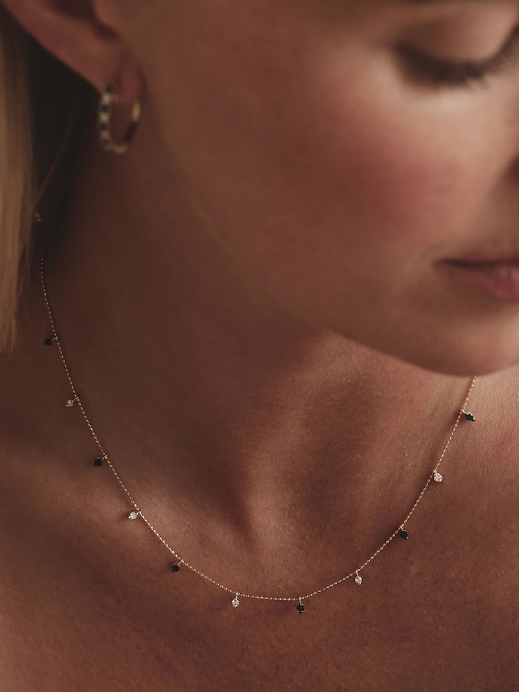 The Diamond Store Blue 9K White  Gold Vivara Lab Emerald Diamond Necklace Set - Image 8 of 8