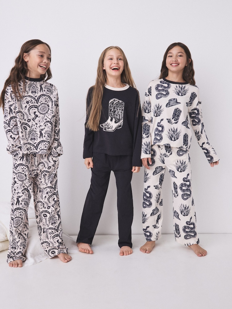 Noir/Ecru - Ensemble pyjama à manches longues Desmond & Dempsey pour enfants 3 - Image 1 de 17