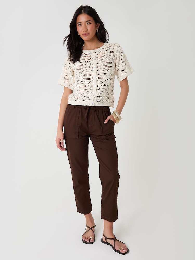Threadbare Chocolate Brown Drawstring Waist Barrel Leg Jeans - Image 1 of 4 Threadbare Chocolate Brown Drawstring Waist Barrel Leg Jeans - Image 1 of 4