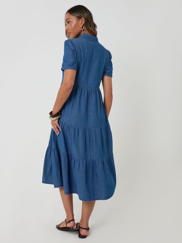 Threadbare Blue Denim Puff Sleeve Shirt Dress - Image 2 of 4