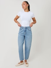 Threadbare Light Wash Blue Petite Barrel Leg Jeans - Image 1 of 4