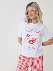 Threadbare Red Gingham Amalfi Coast Graphic Print Pyjama Set - Image 4 of 5