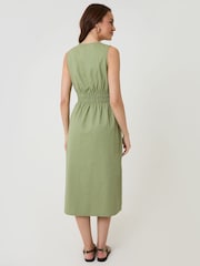 Threadbare Green Ruched Waist Denim Midi Dress - Image 2 of 4