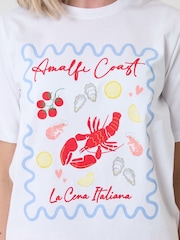 Threadbare Red Petite Gingham Amalfi Coast Graphic Print Pyjama Set - Image 4 of 4