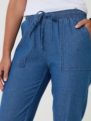 Threadbare Blue Petite Drawstring Waist Tapered Leg Trousers - Image 4 of 4