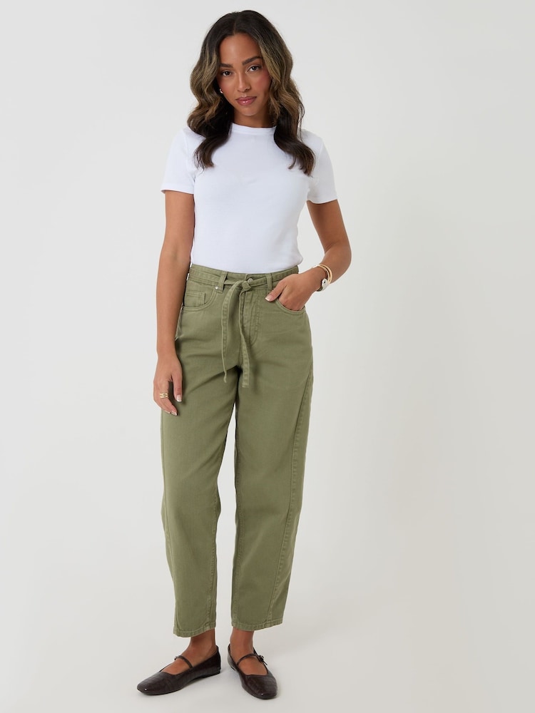 Threadbare Green Belted Barrel Leg Jeans - Image 1 of 4 Threadbare Green Belted Barrel Leg Jeans - Image 1 of 4