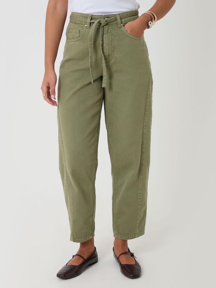 Threadbare Green Belted Barrel Leg Jeans - Image 2 of 4 Threadbare Green Belted Barrel Leg Jeans - Image 2 of 4