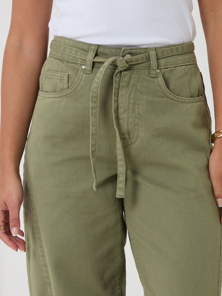 Threadbare Green Belted Barrel Leg Jeans - Image 4 of 4 Threadbare Green Belted Barrel Leg Jeans - Image 4 of 4