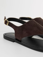 Threadbare Brown T-Strap Toe Loop Sandals - Image 4 of 5