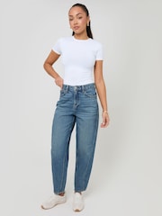 Threadbare Mid Blue Petite Barrel Leg Jeans - Image 1 of 4