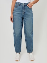 Threadbare Mid Blue Petite Barrel Leg Jeans - Image 2 of 4