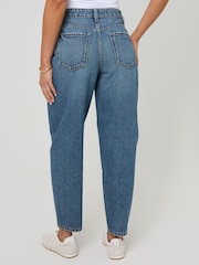 Threadbare Mid Blue Petite Barrel Leg Jeans - Image 3 of 4