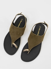 Threadbare Green T-Strap Toe Loop Sandals - Image 2 of 5